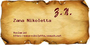 Zana Nikoletta névjegykártya